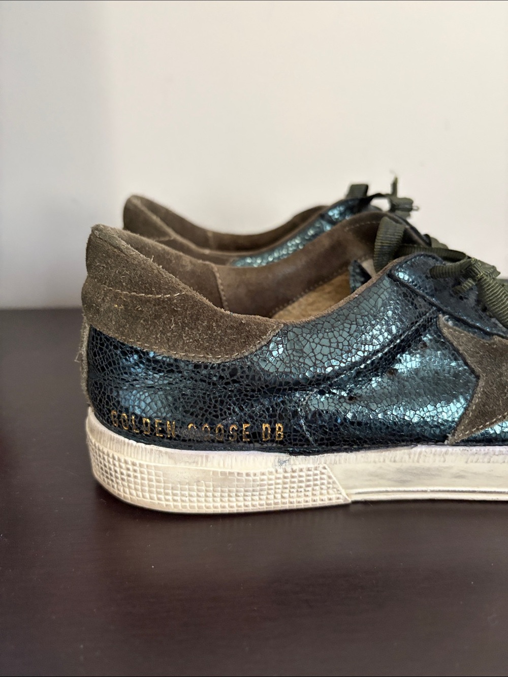 Golden Goose May leather trainers green sneaker glitter Sz 40 Mens 7 Women 10 - Picture 3 of 15